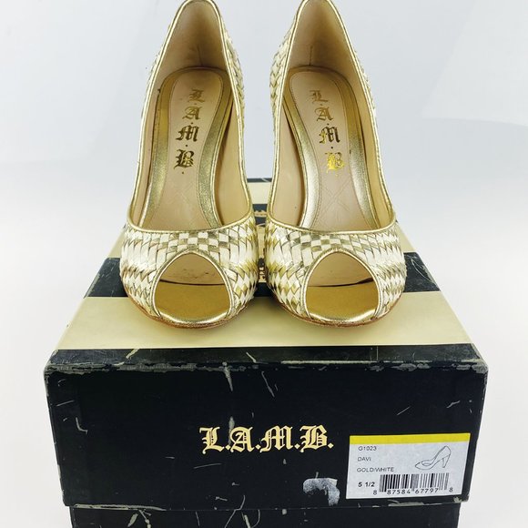 L.A.M.B Gold/White Davi Pumps - Picture 11 of 11